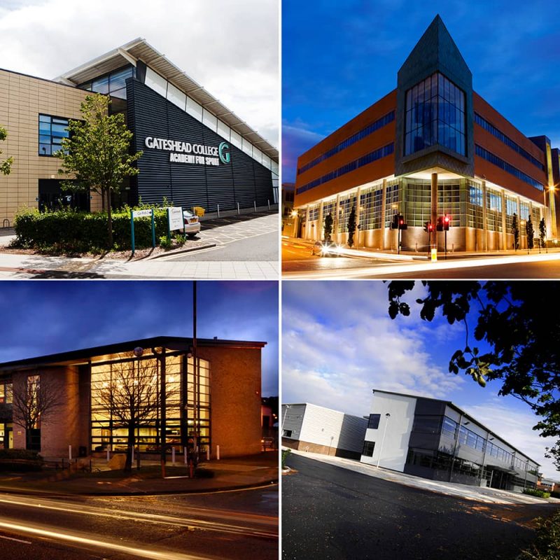 Collage image of all four campuses